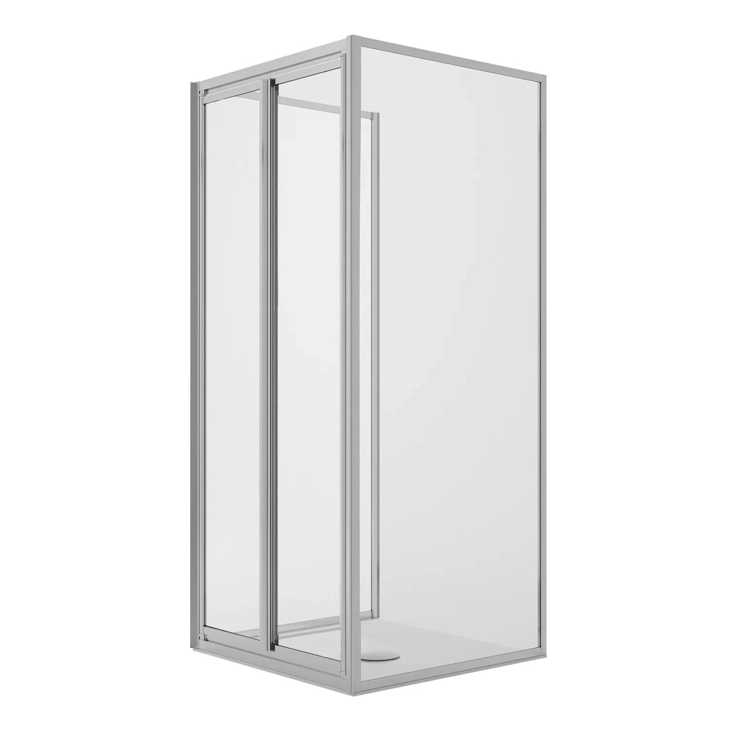 Box Doccia 3 lati 75x75x75CM H185 Cristallo Trasparente 2 Fissi+Saloon 2 Ante Battente 75 mod. Clint