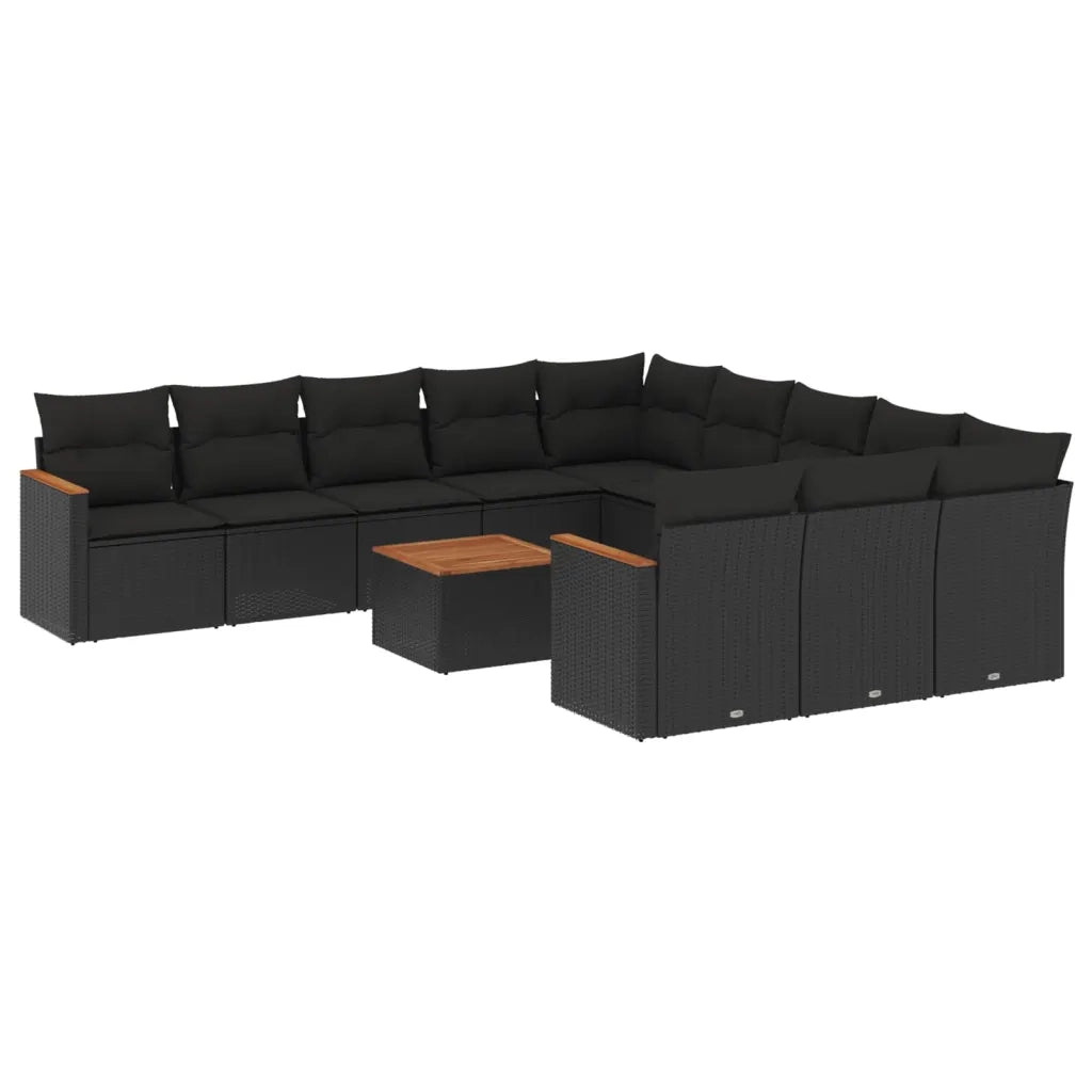 Set Divani da Giardino 12 pz con Cuscini Nero in Polyrattancod mxl 92300