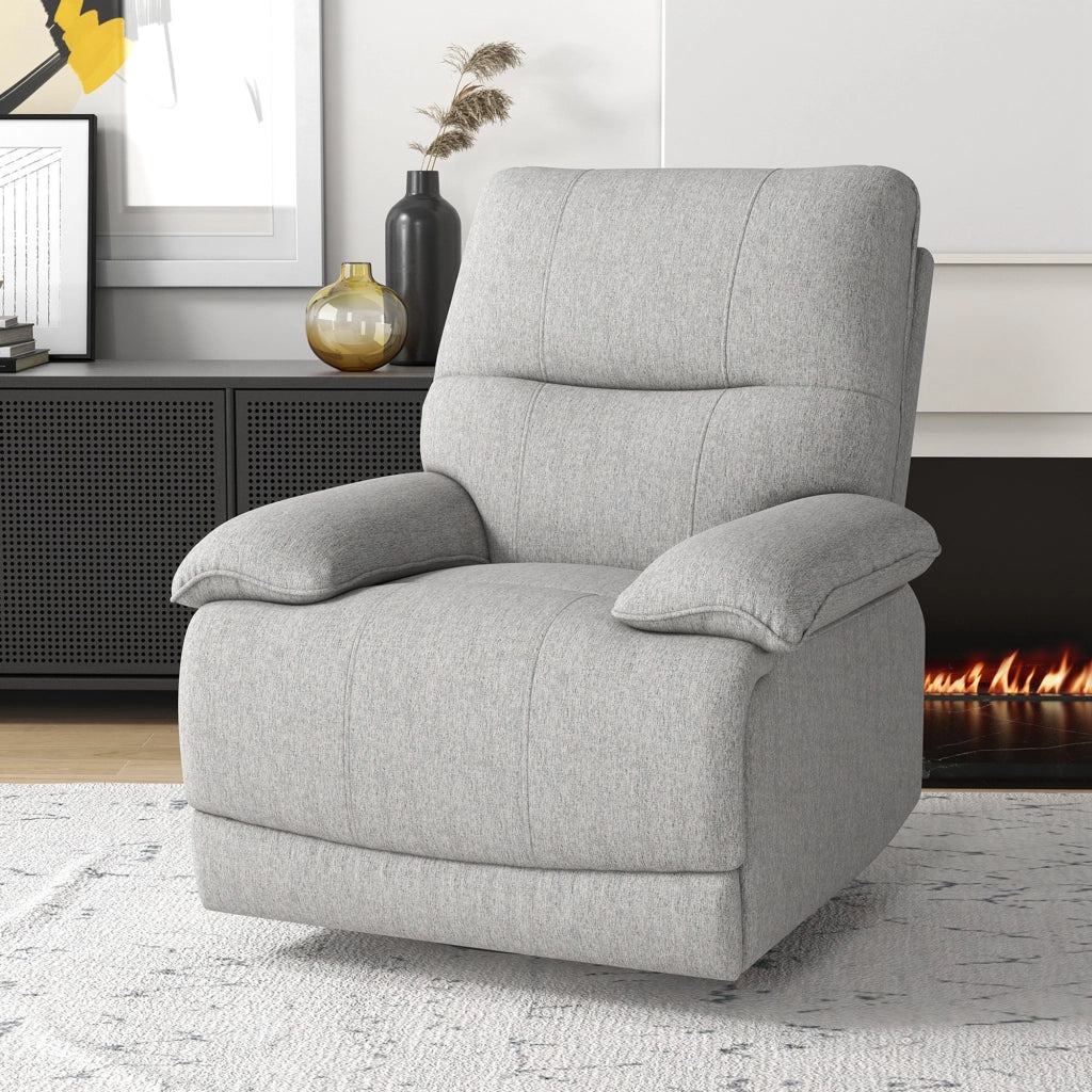 Poltrona Relax Reclinabile Manuale con Poggiapiedi Regolabile in Tessuto Grigio Chiaro ¨C zephmum