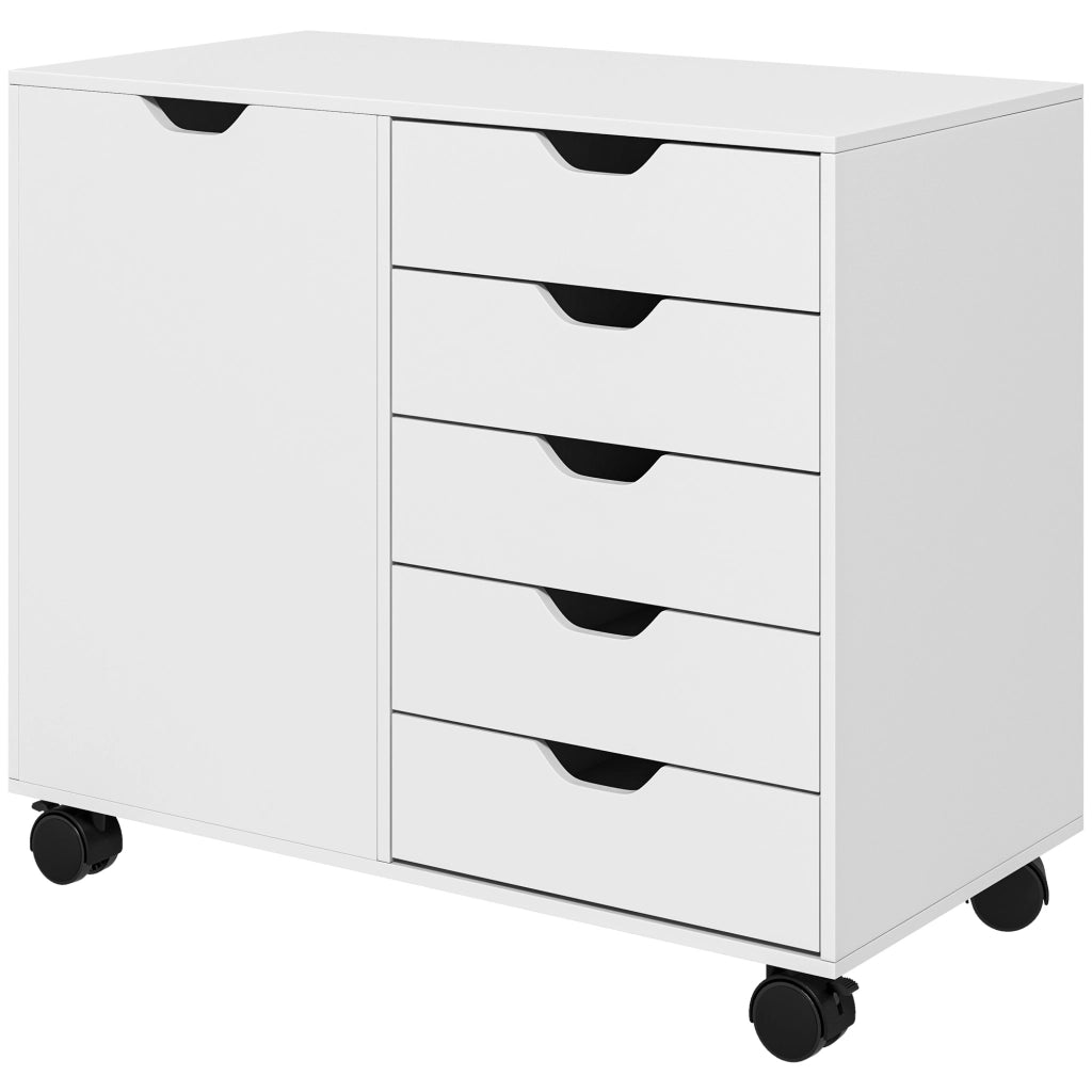 Cassettiera Mobile su Ruote ¨C Xylo ¨C 5 Cassetti Bianco con Ripiano Regolabile