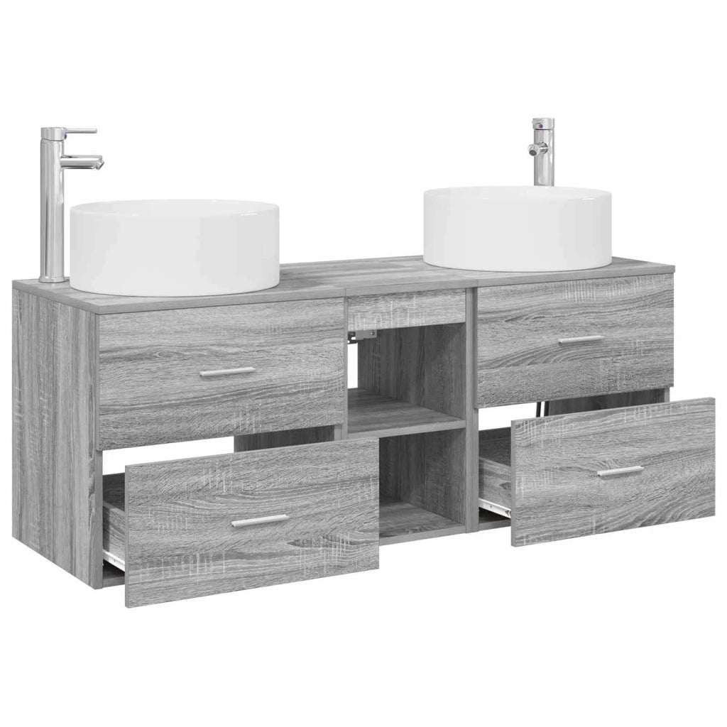 Set di mobili per il bagno 3 pz Sonoma grigio 3405952