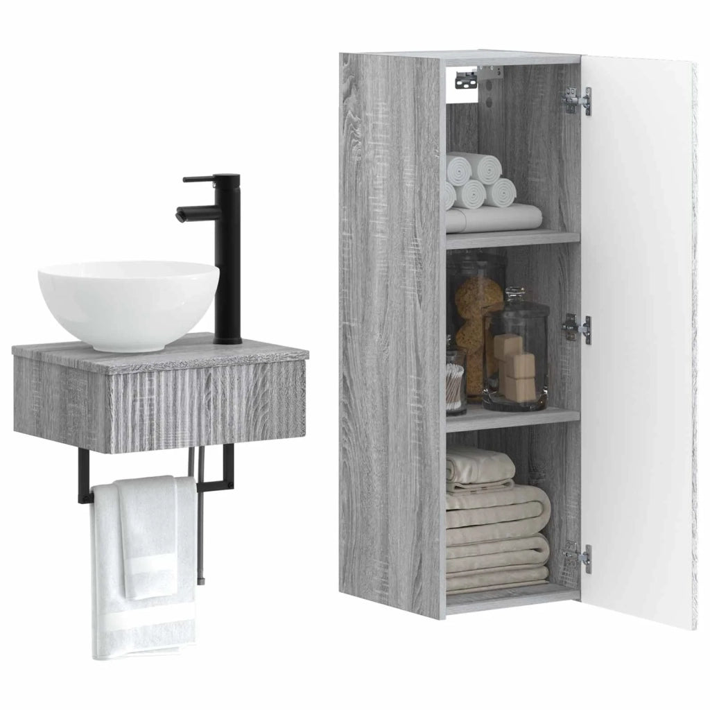 Set di mobili per il bagno 2 pz Sonoma grigio 3406099