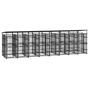 Cuccia/gabbia/recinto per animali domestici da esterno con tetto per cani acciaio 14,75 m² nero 02_0041741