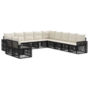 Set Divano da Giardino 11 pcs Nero e Bianco Crema polyrattan 3435175