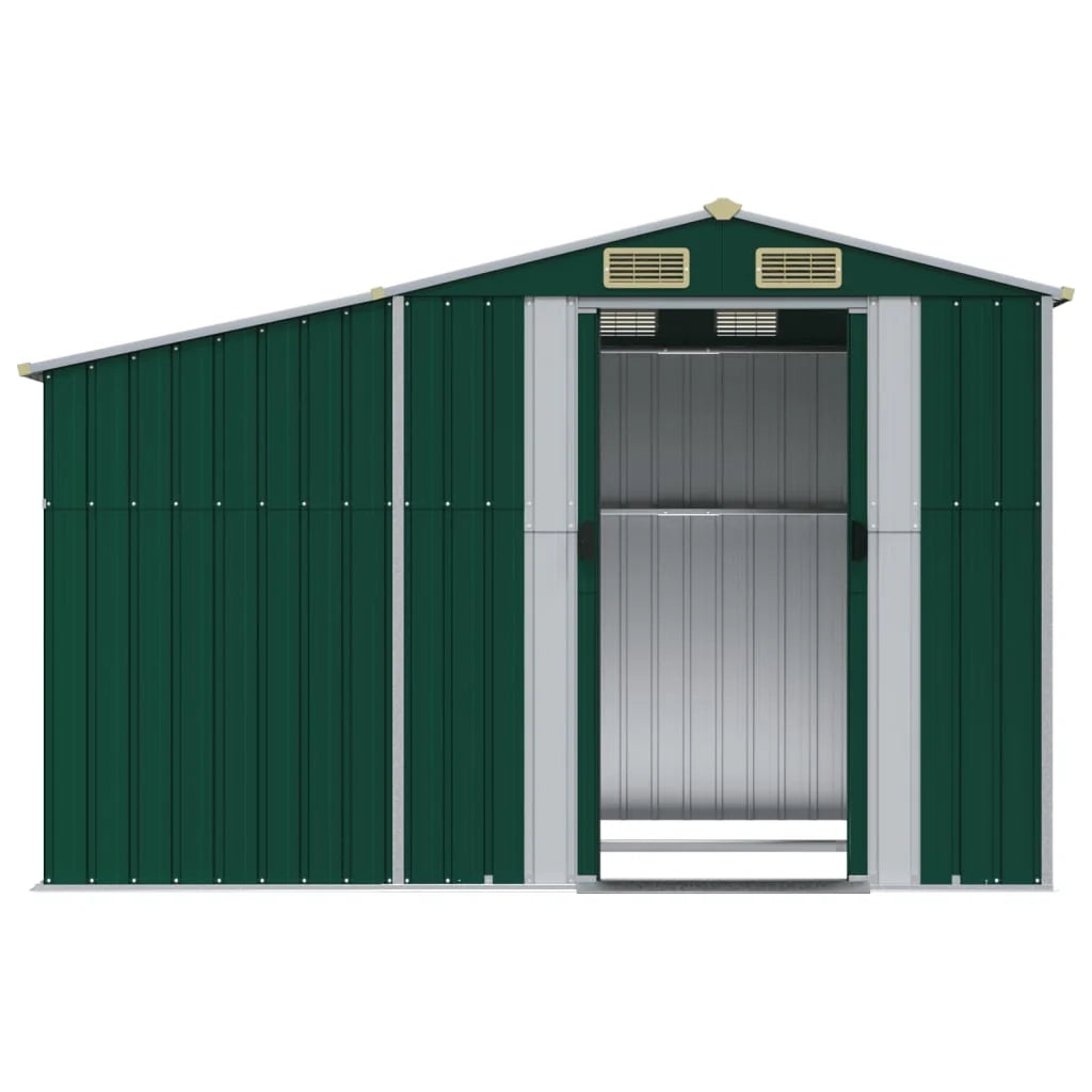 Casetta da giardino cabina ripostiglio casetta da esterno robusta casetta per attrezzi 277 x 192,5 x 179 cm acciaio zincato verde 02_0022376