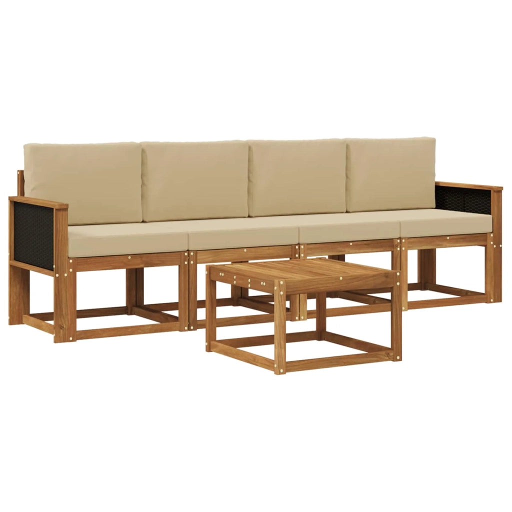 Set di divani da esterno con cuscino 4 pcs Naturale 3384964