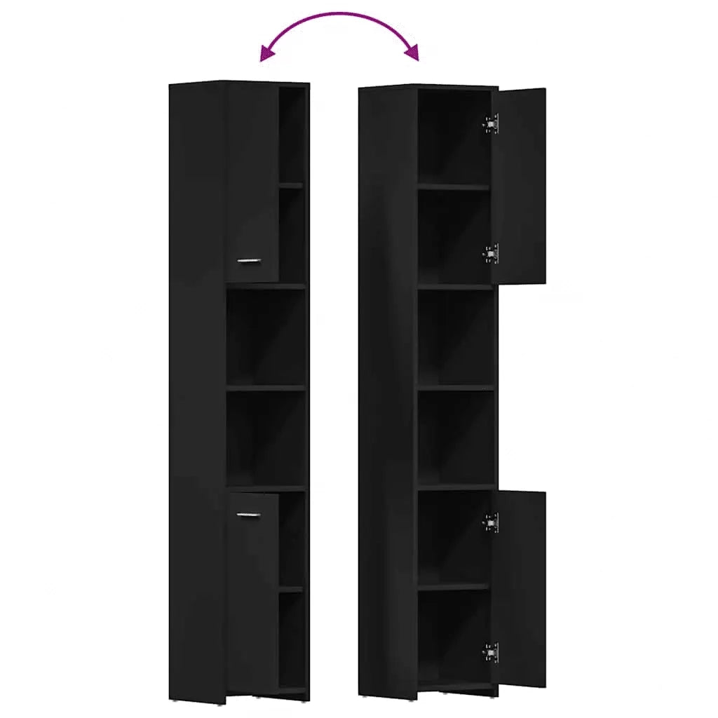 Mobile da Bagno Nero 30x30x183,5 cm in Legno tecnico 802598
