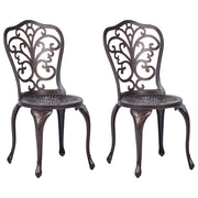 Set di 2 sedie da giardino in alluminio marrone senza braccioli Bistro Dining in stile vintage in metallo