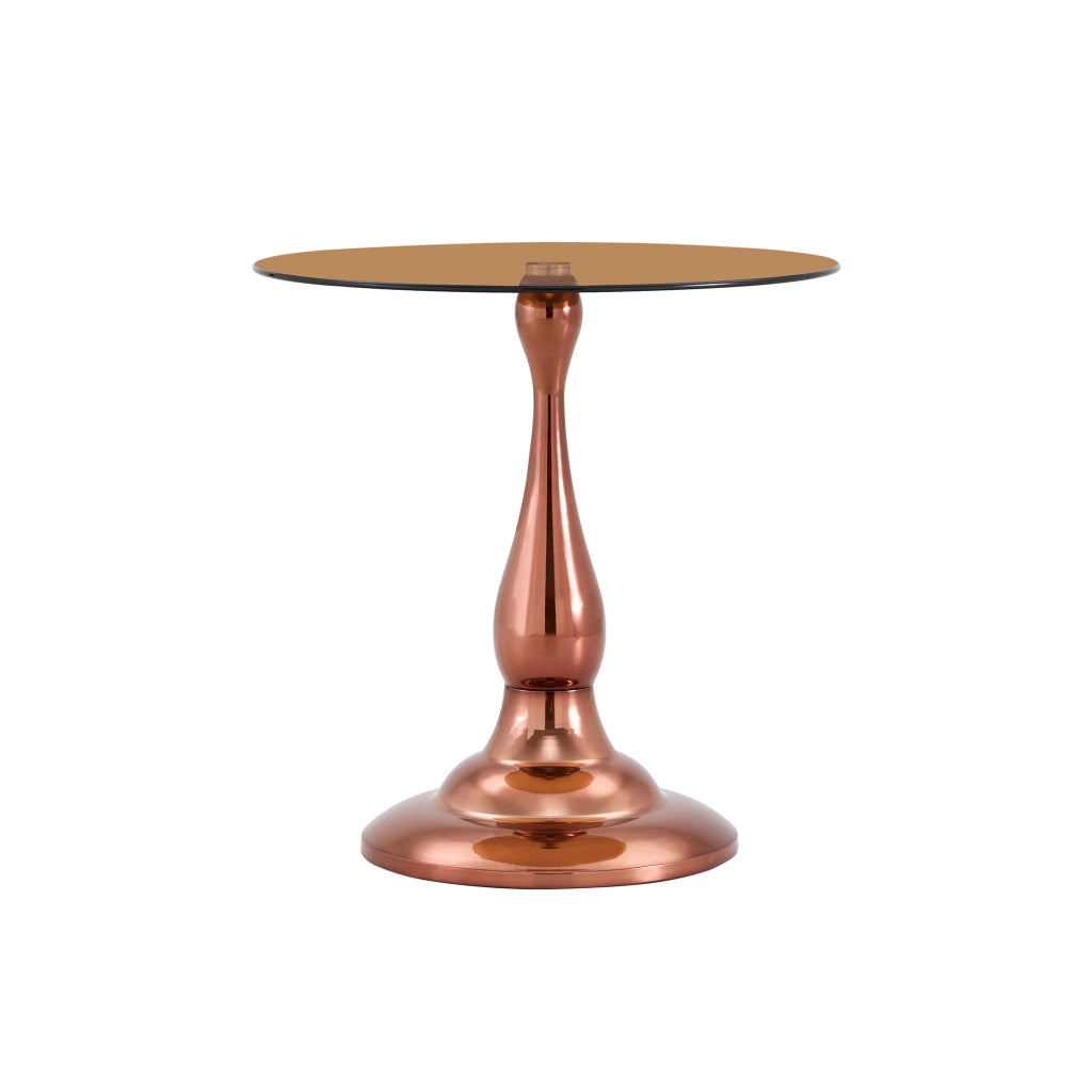 TAVOLINO Rotondo in Vetro Temperato 50 cm Marrone