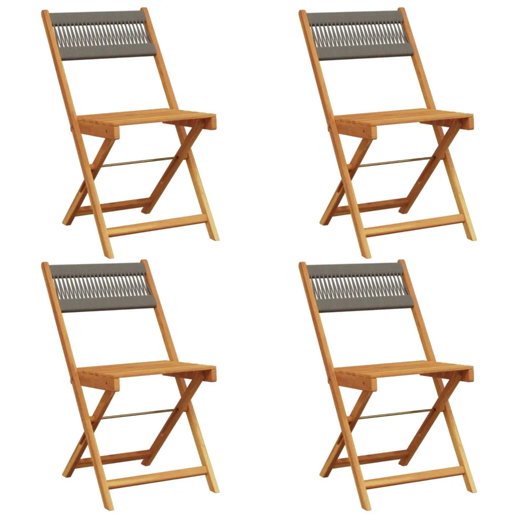 Sedie da Giardino Pieghevoli 4 pz | Sedie da Esterno Grigie Legno Massello Acacia
