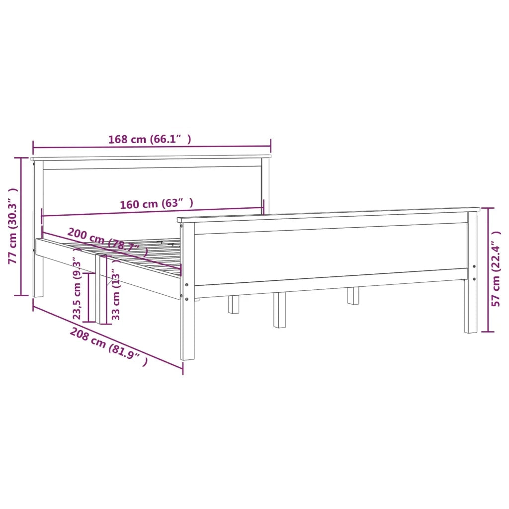 Giroletto Marrone Ambra in Legno Massello di Pino 160x200 cm
