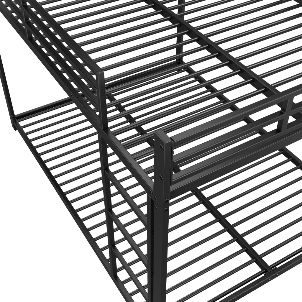 Letto a Castello Letto Matrimoniale 140×200 cm con Sponde di Sicurezza; senza Materasso; in Metallo; Nero