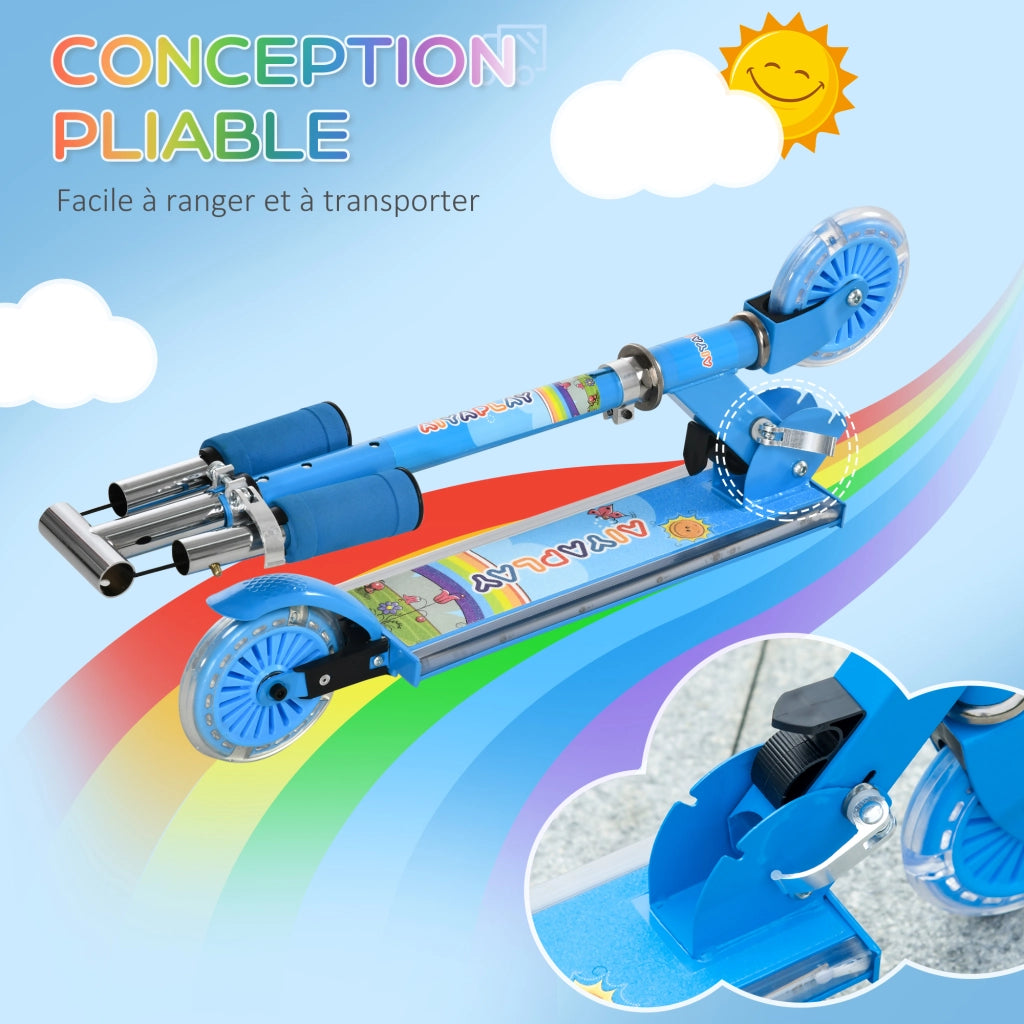 Monopattino per bambini pieghevole con luci e musica ¨C zephmum ¨C blu 67x32x78 cm