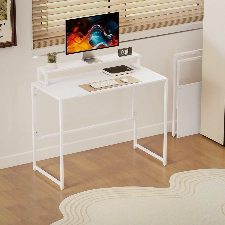Scrivania Pieghevole con Supporto Monitor 100x48x87,5 cm per Ufficio e Studio