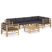 Set Divani da Giardino 7 pz con Cuscini Grigio Scuro in BambÃ¹ cod mxl 52975
