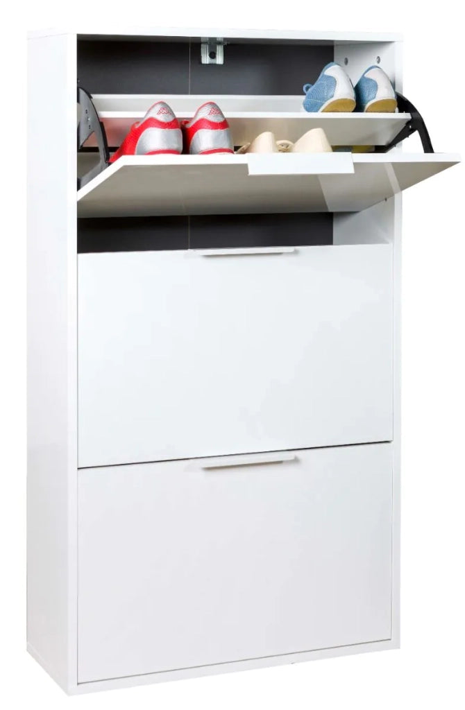 SCARPIERA 3 RIBALTE BIANCO LUCIDO DOPPIA PROFONDITA' L.65 P.25 H.119,5 cm