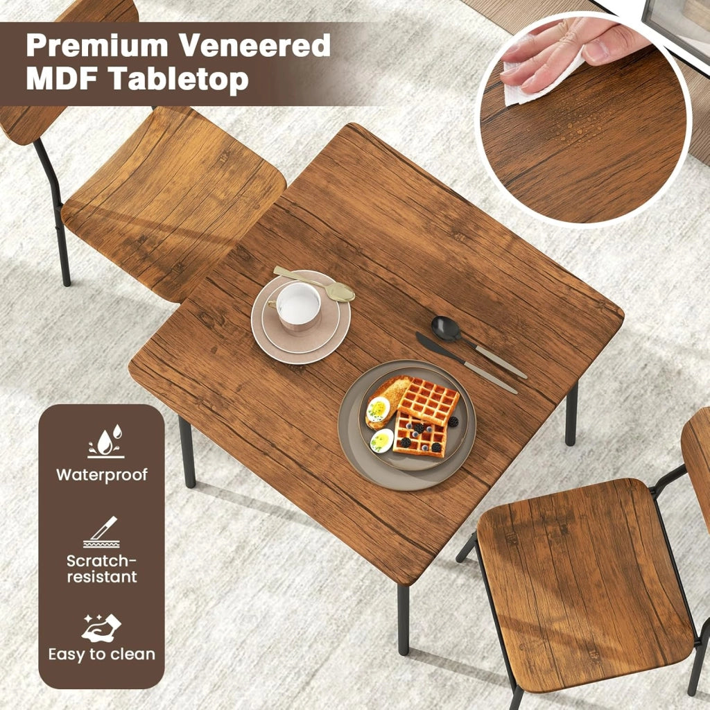 Tavolo da pranzo con 2 sedie, tavolo da pranzo per 2 persone, 70 x 70 cm, tavolo da pranzo con ripiano, gruppo da pranzo con telaio in metallo, set da cucina (marrone usticale)