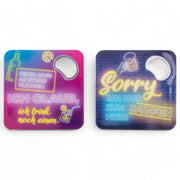 Set di 6 Sottopiedini con Flessopapera - Materiale Kunststoff - Design Neonlettere - Resistenti ai Graffi - Coaster