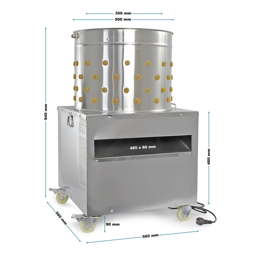 Fudajo Spiumatrice elettrica 1500 w, Spennapolli con tamburo in acciaio inox Ø 50cm 130 dita