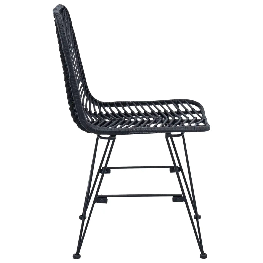 Sedia da pranzo 2 pcs Nero 44 x 47 x 85 cm Rattan e Ferro 42011551