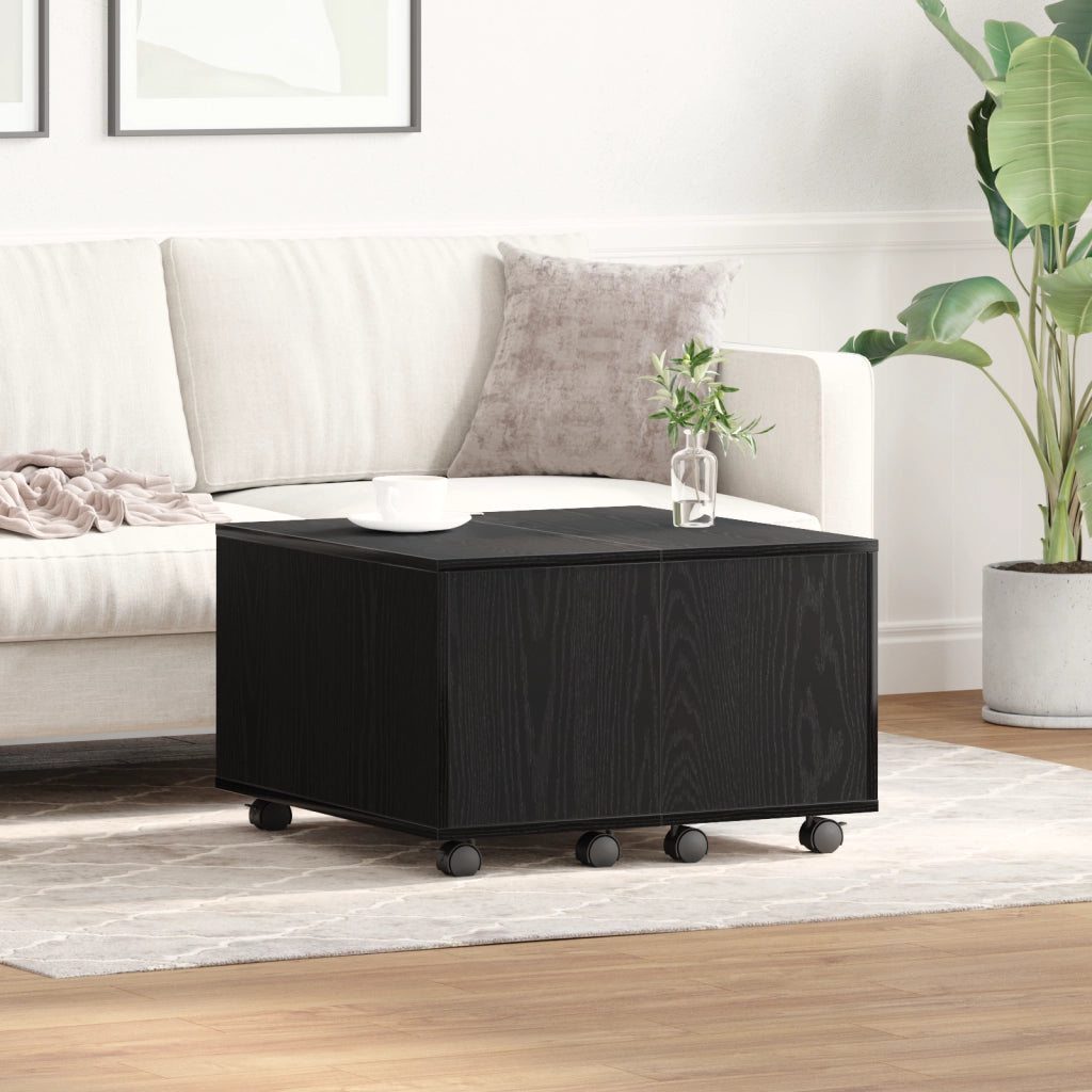 Tavolino  Nero Rovere 60x60x38 cm in legno ingegnerizzato