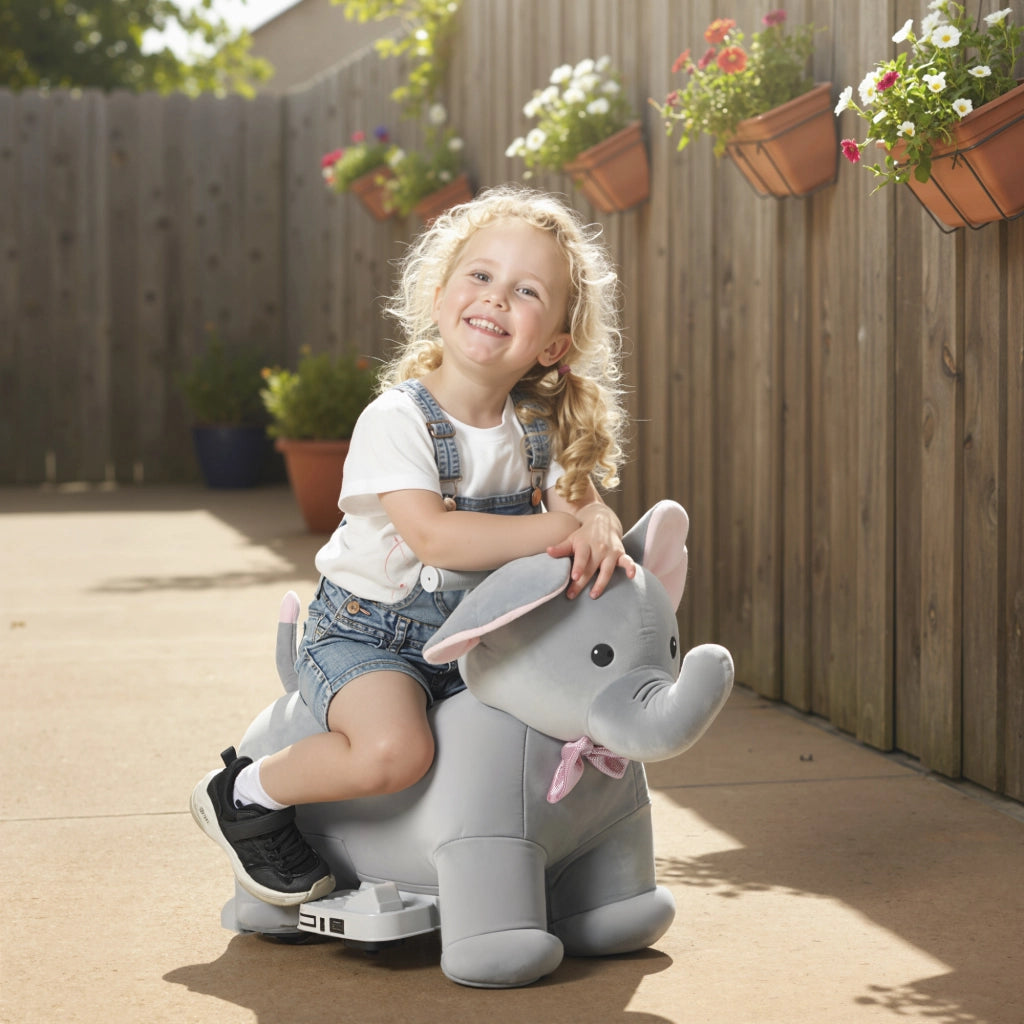 Elefante Giocattolo con Musica e Luci ¨C zephmum ¨C Grigio 6V