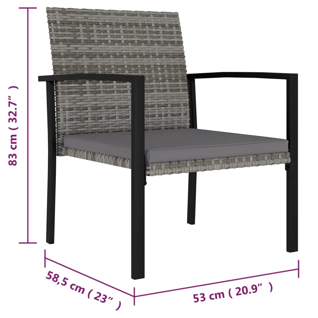 Sedie da Pranzo per Giardino 4 pz in Polyrattan Grigio 315113