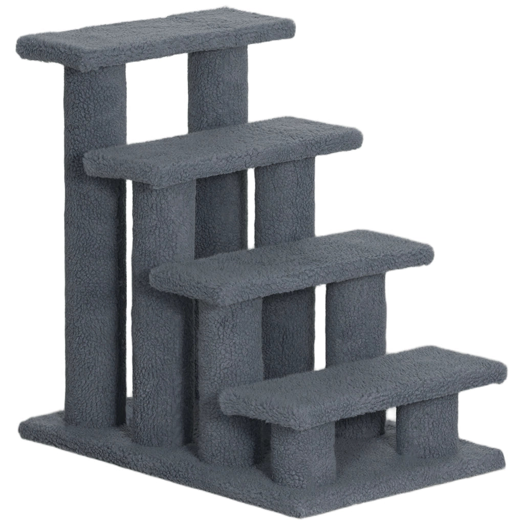 SCALA PER GATTI E CANI 4 gradini 63,5x43x60 cm grigio in truciolare e peluche