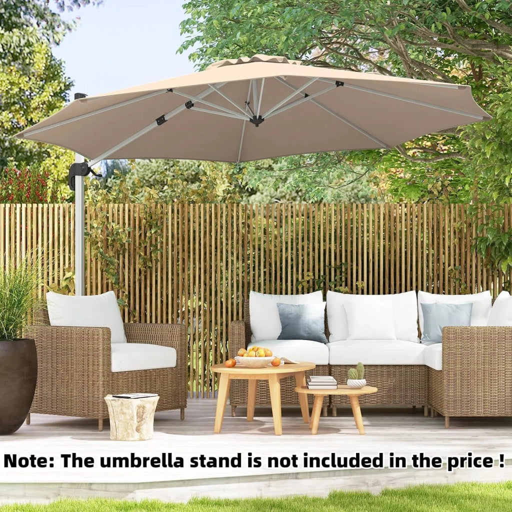 Ombrellone da Giardino Rotondo 3x3, Ombrellone da Balcone Girevole a 360°, Ombrellone Parasole con Manovella, Inclinabile e Regolabile, Ombrellone da Cortile, Terrazza, Ø 340 cm, senza Base