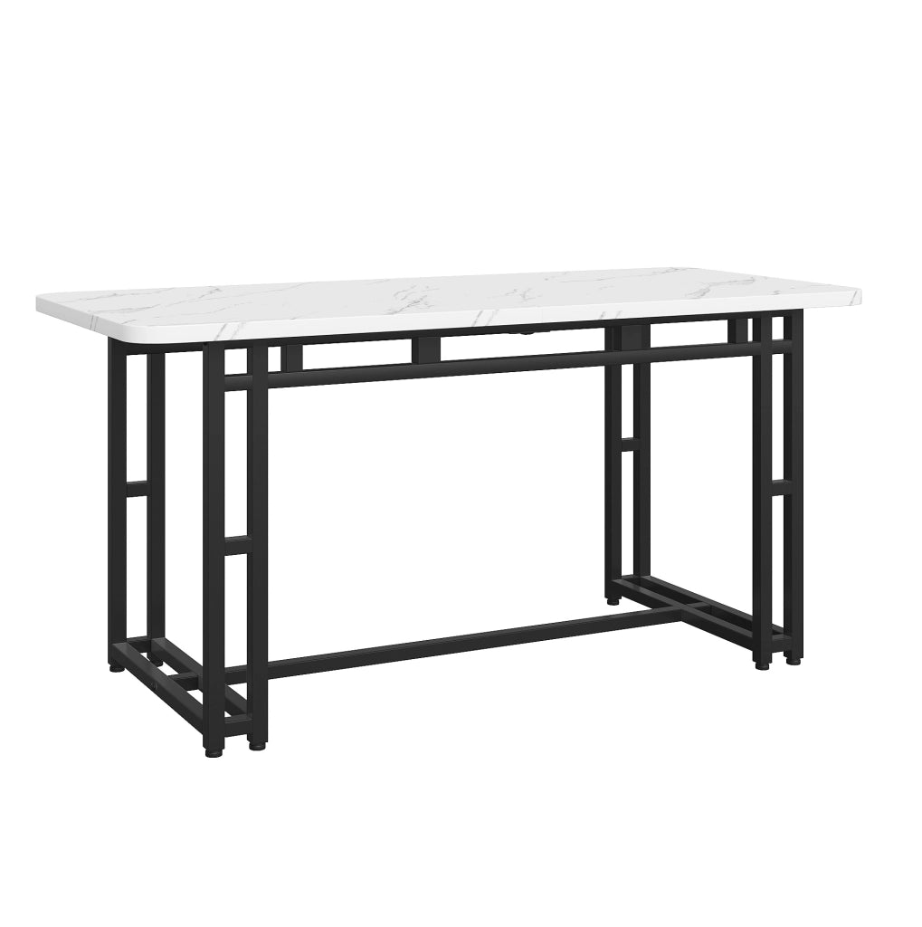 Tavolo da pranzo moderno 140 cm in MDF con gambe in metallo nero; bianco