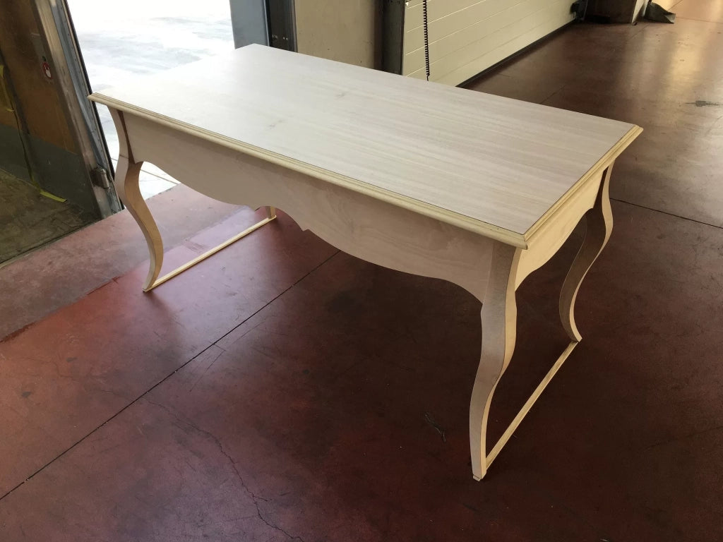 scrivania 3 cassetti sagomata legno grezzo 130x75x80 - Mobili 2G
