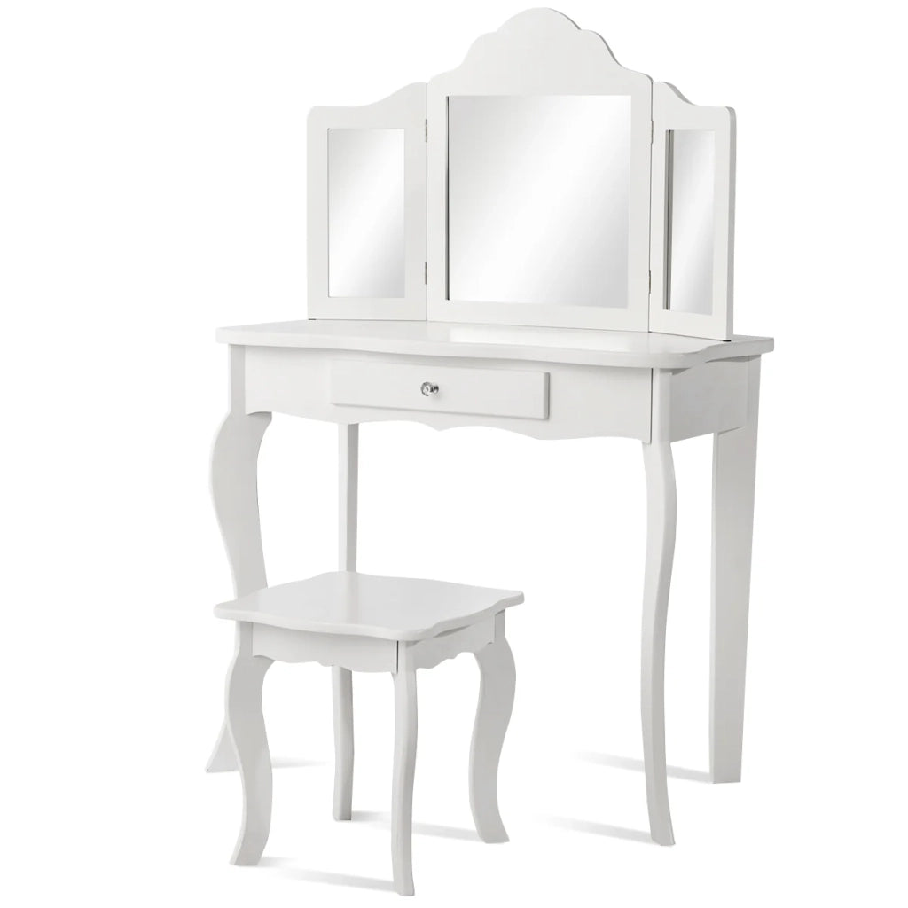 Toeletta per bambini con sgabello 70 x 34 x 104 cm uso decorativo e funzionale stile moderno MDF bianco 20_0020488