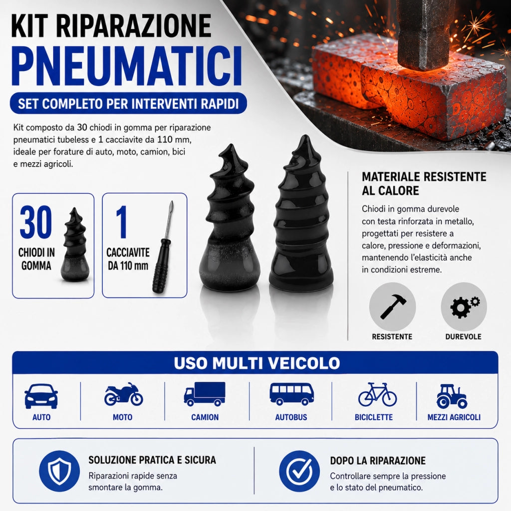 30 Viti Ripara Gomme Per Foratura Auto Moto Ruota Riparazione Pneumatici W17379