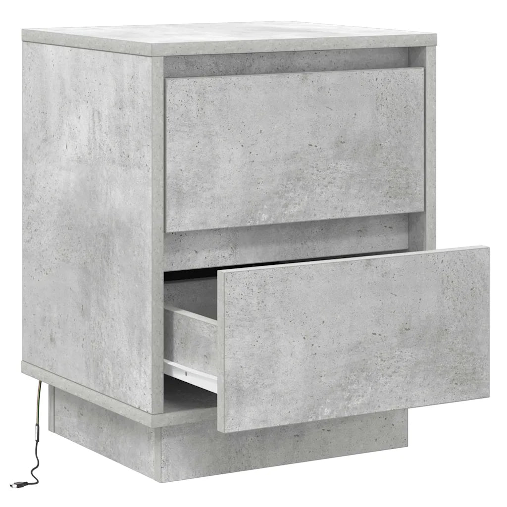 Set di 2 Comodini | Armadio da Notte | Mobiletto da notte Grigio cemento 39 x 34,5 x 50 cm