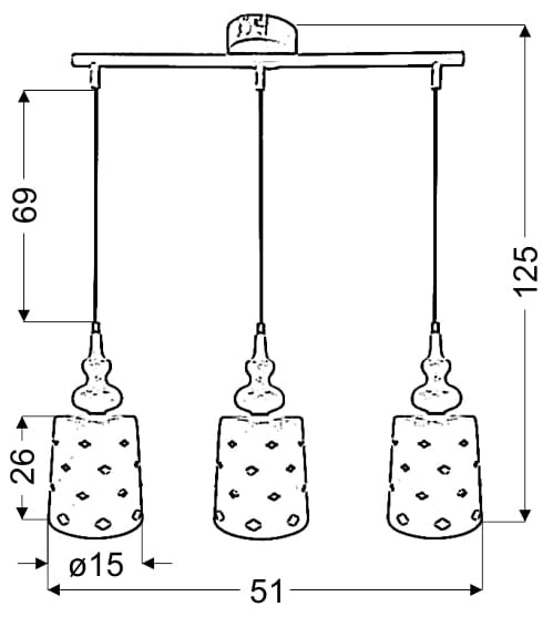 Candellux lampadario a sospensione HAMP 33-51943 bianco 3xE27