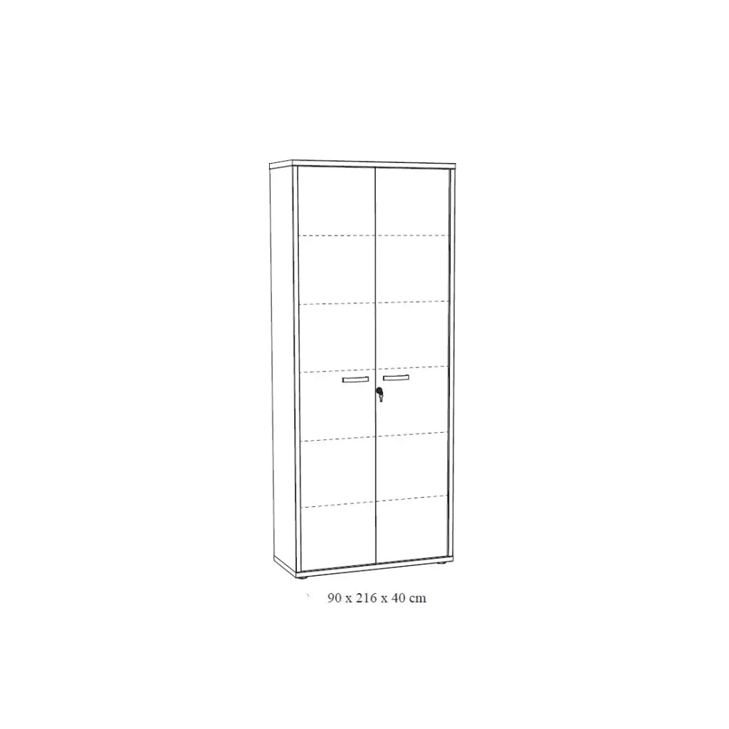 Armadio da ufficio SOON – 2 porte e 5 scaffali – Rovere invecchiato & nero – L90 x H216 x P40 cm