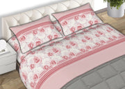 Completo Lenzuola In Morbida Flanella Made Italy Disegno Floreale Roseto C.N - 2 Piazze - Rosa
