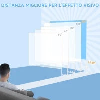 Telo per Proiettore 120" 16:9 Motorizzato con Telecomando, Fissaggio a Muro e Soffitto, Bianco