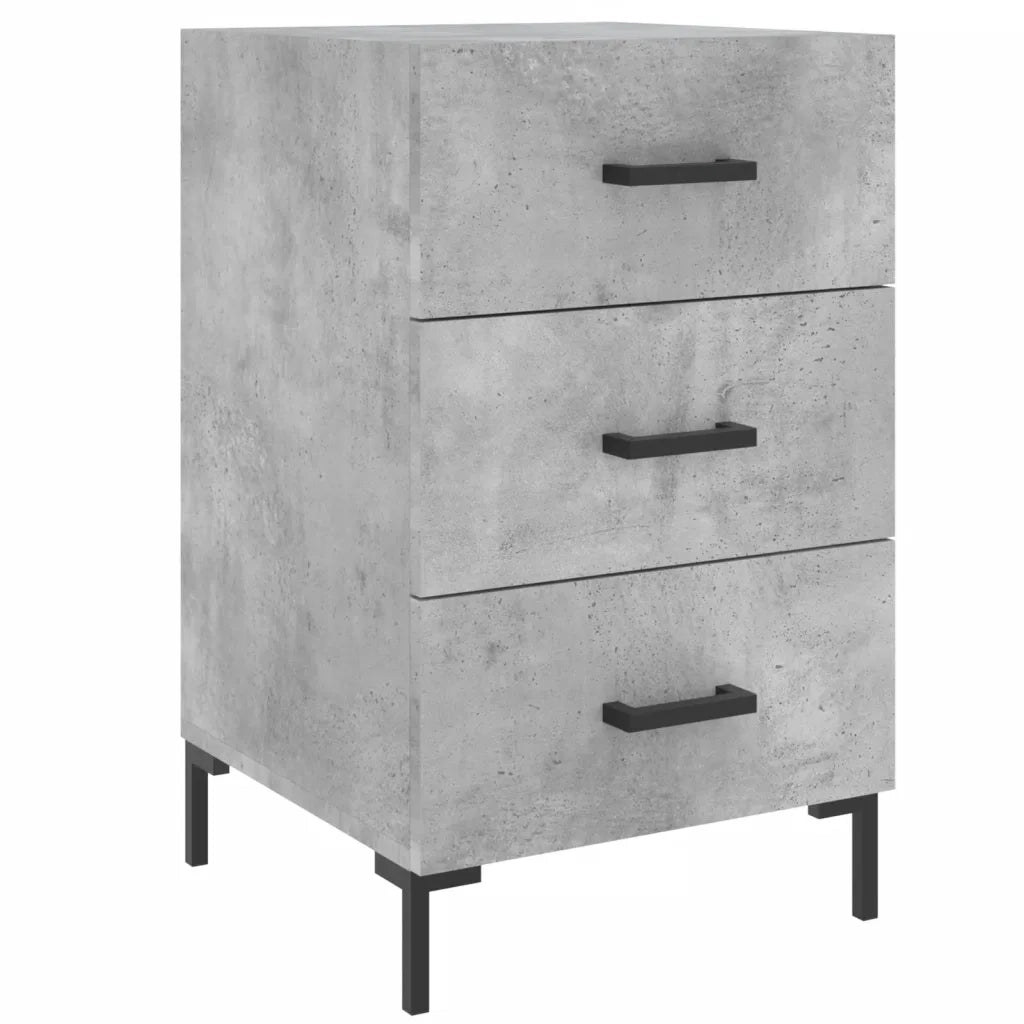Comodino | Armadio da Notte | Mobiletto da notte Grigio Cemento 40x40x66 cm in Legno Multistrato