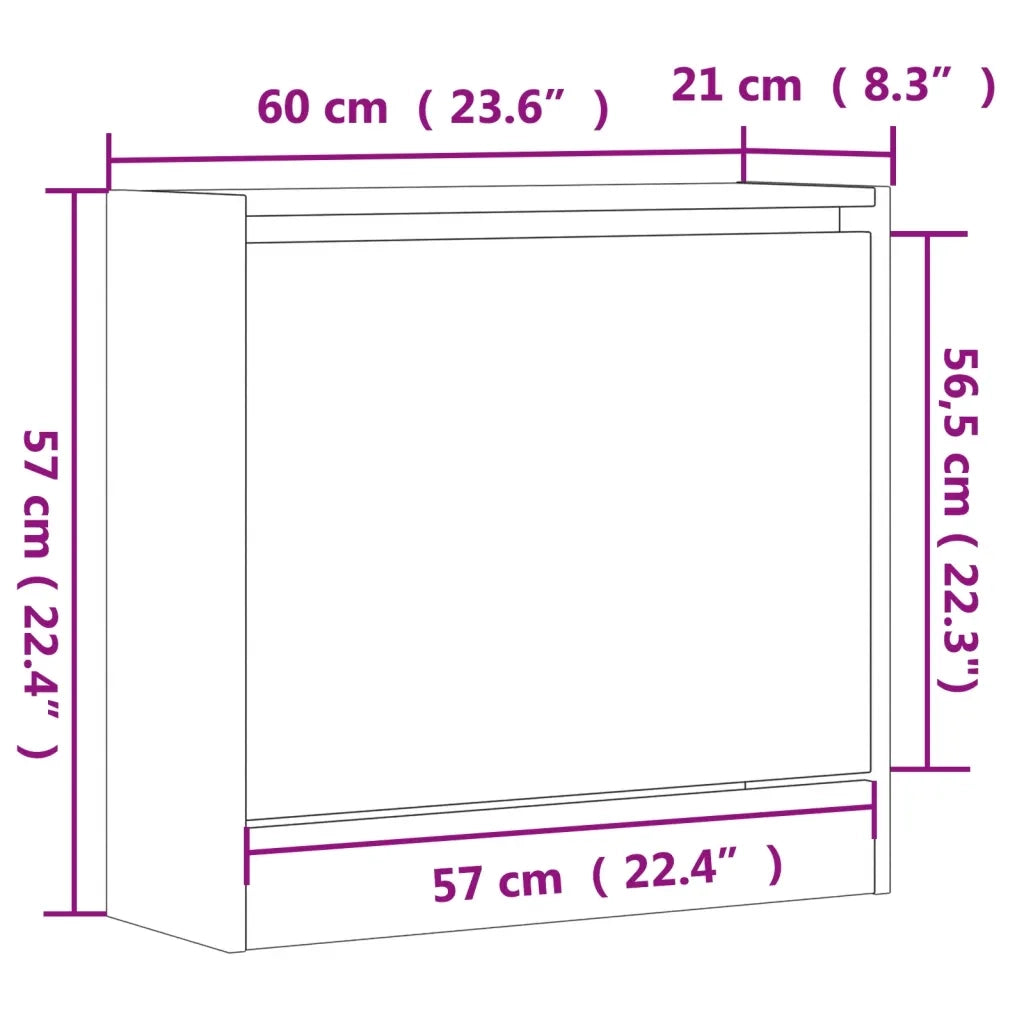 Scarpiera-Scaffale per scarpe Grigio Sonoma 60x21x57 cm in Legno Multistrato