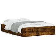 Letto matrimoniale | Letto per adulti | Giroletto con Cassetti Rovere Fumo 120x190 cm Legno Multistrato
