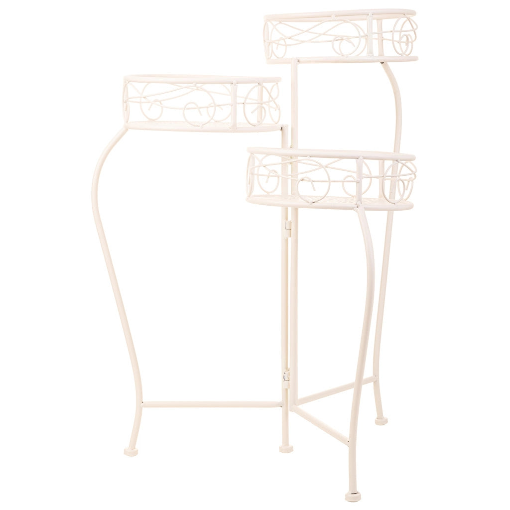 Supporto per 3 pentole in ferro battuto bianco 29x33x65