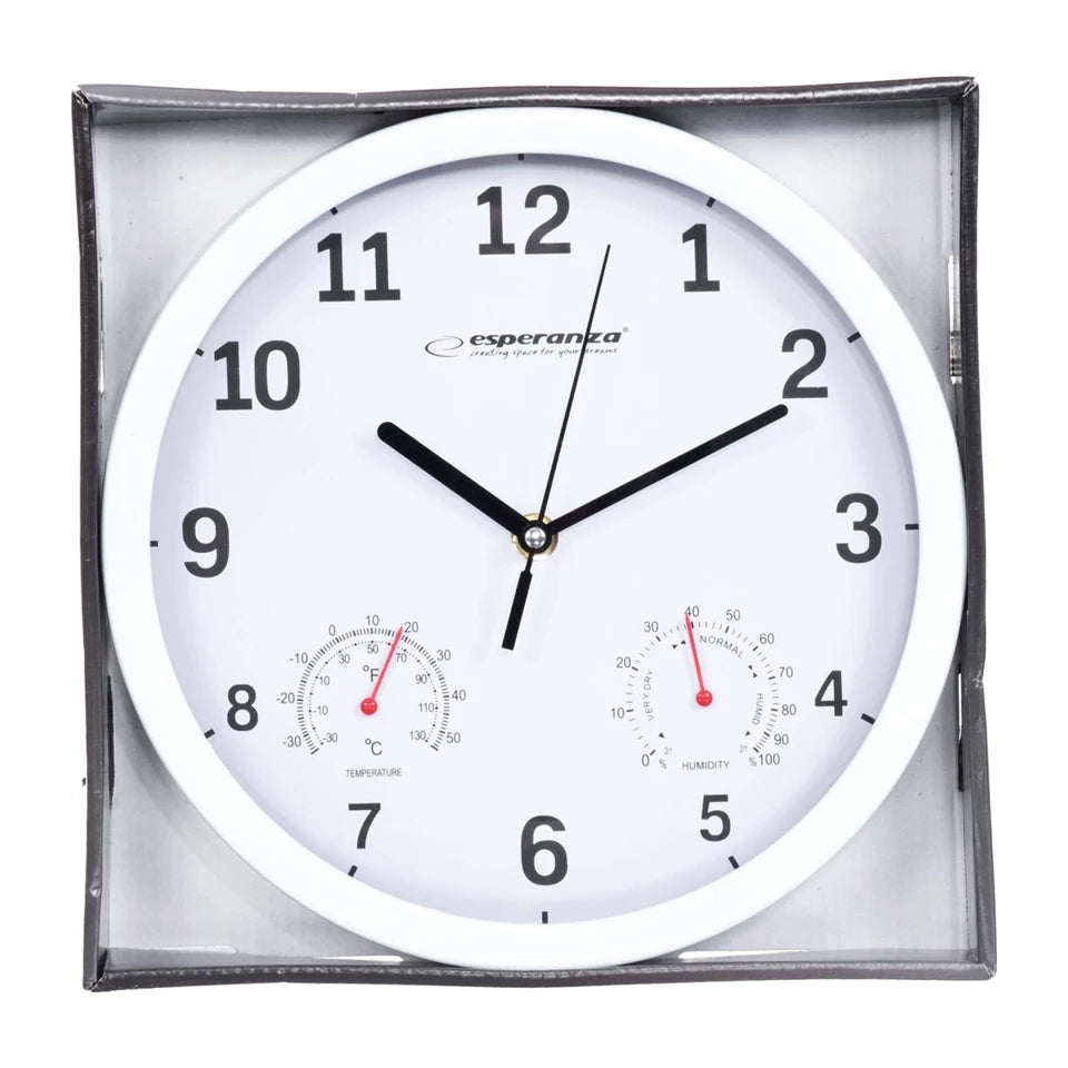 Orologio da parete meccanico Esperanza EHC016W, bianco, rotondo