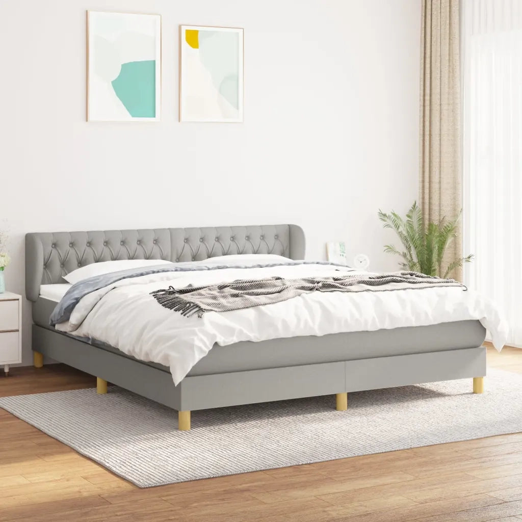 Giroletto a Molle con Materasso Grigio Chiaro180x200 cm Tessuto cod mxl 77551