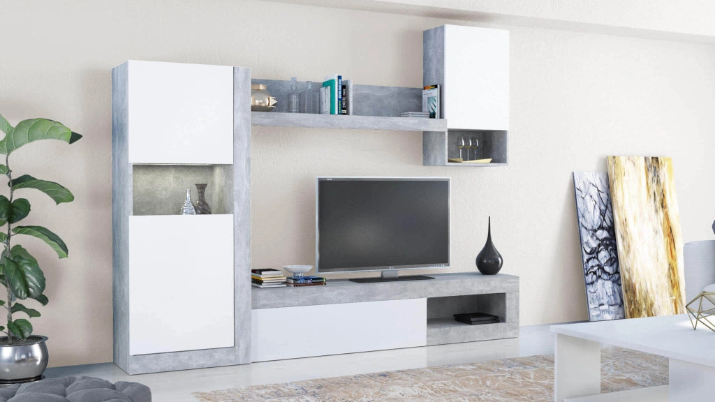 Parete Attrezzata per Soggiorno in Legno Composito cm 256x42x200 - JED