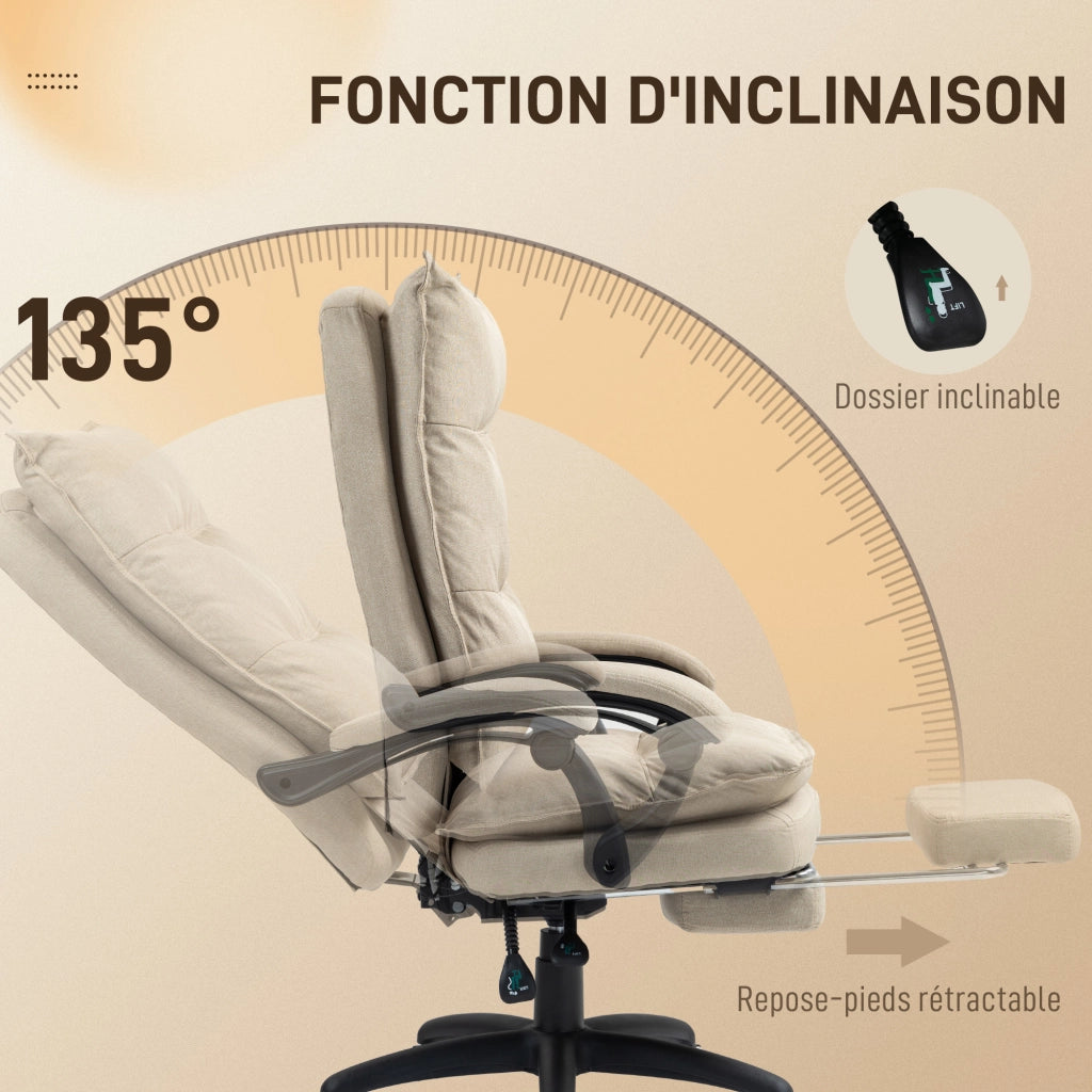 Sedia da ufficio massaggiante reclinabile con poggiapiedi ¨C zephmum ¨C beige