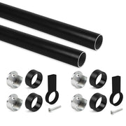 Emuca Kit tubo per armadio rotondo Ã˜28, 1,15 m, Verniciato nero, Alluminio e Zama, 1 u.