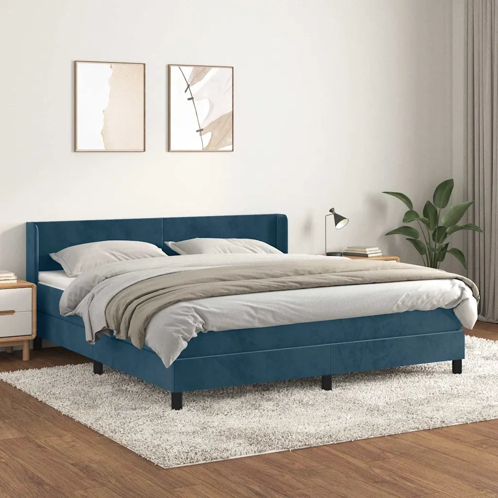 Giroletto a Molle con Materasso Blu Scuro 180x200 cm in Velluto cod mxl 74394