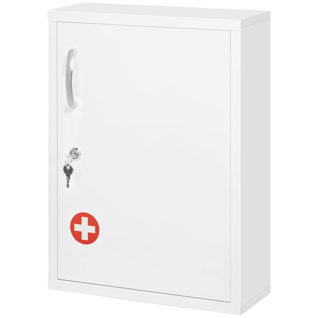 Armadietto medicinali 3 scomparti con serratura ¨C zephmum ¨C bianco 40x15x53.5 cm