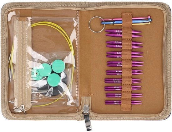 Set di Aghi per Lana Ergonomico - Aghi per Lana Circolari - Acciaio Inossidabile - Aghi per Lana Flessibili - Accessori - Borsa di Riposo - Aghi per Lana